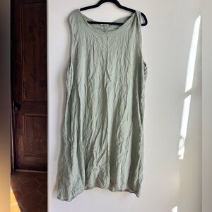 Made in Italy Sage Green Cotton Boho Midi Dress XL Cottagecore Euro Summer Chic